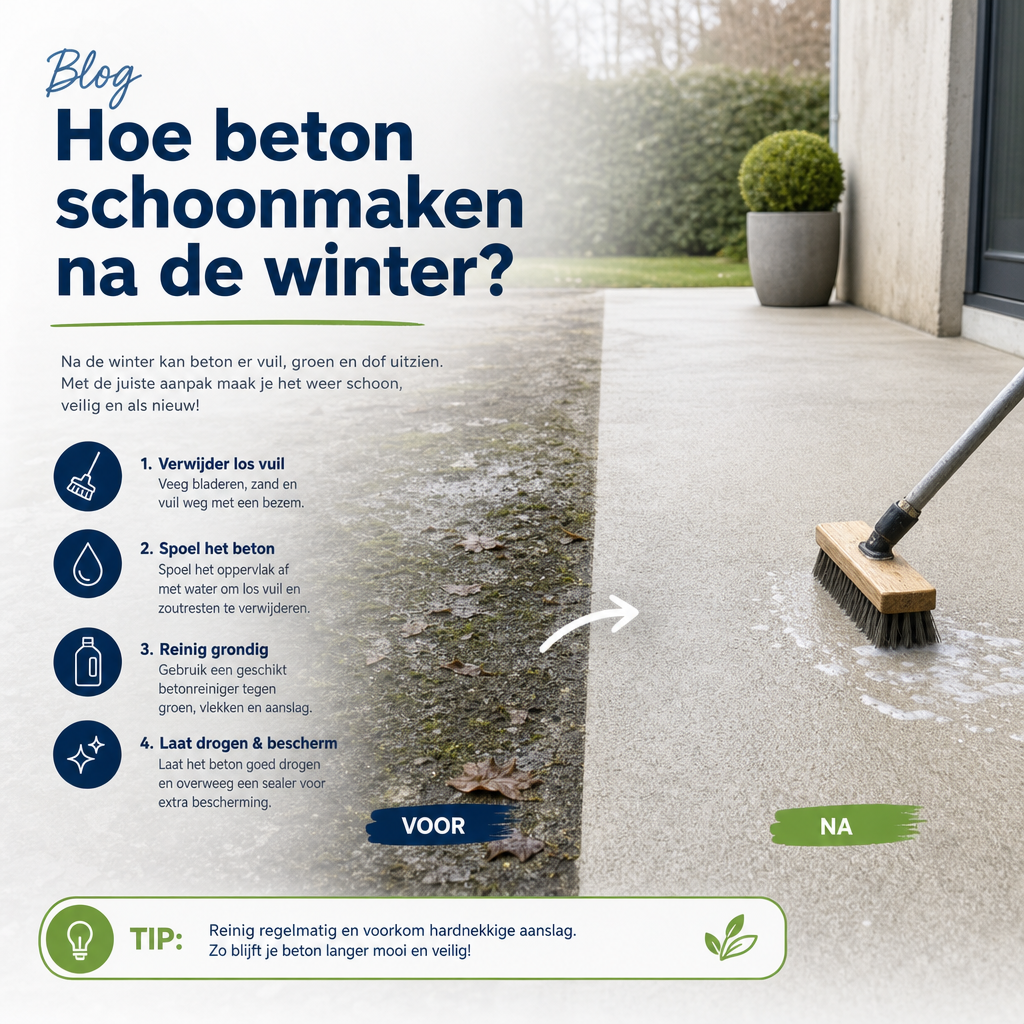 Hoe beton schoonmaken na de winter?