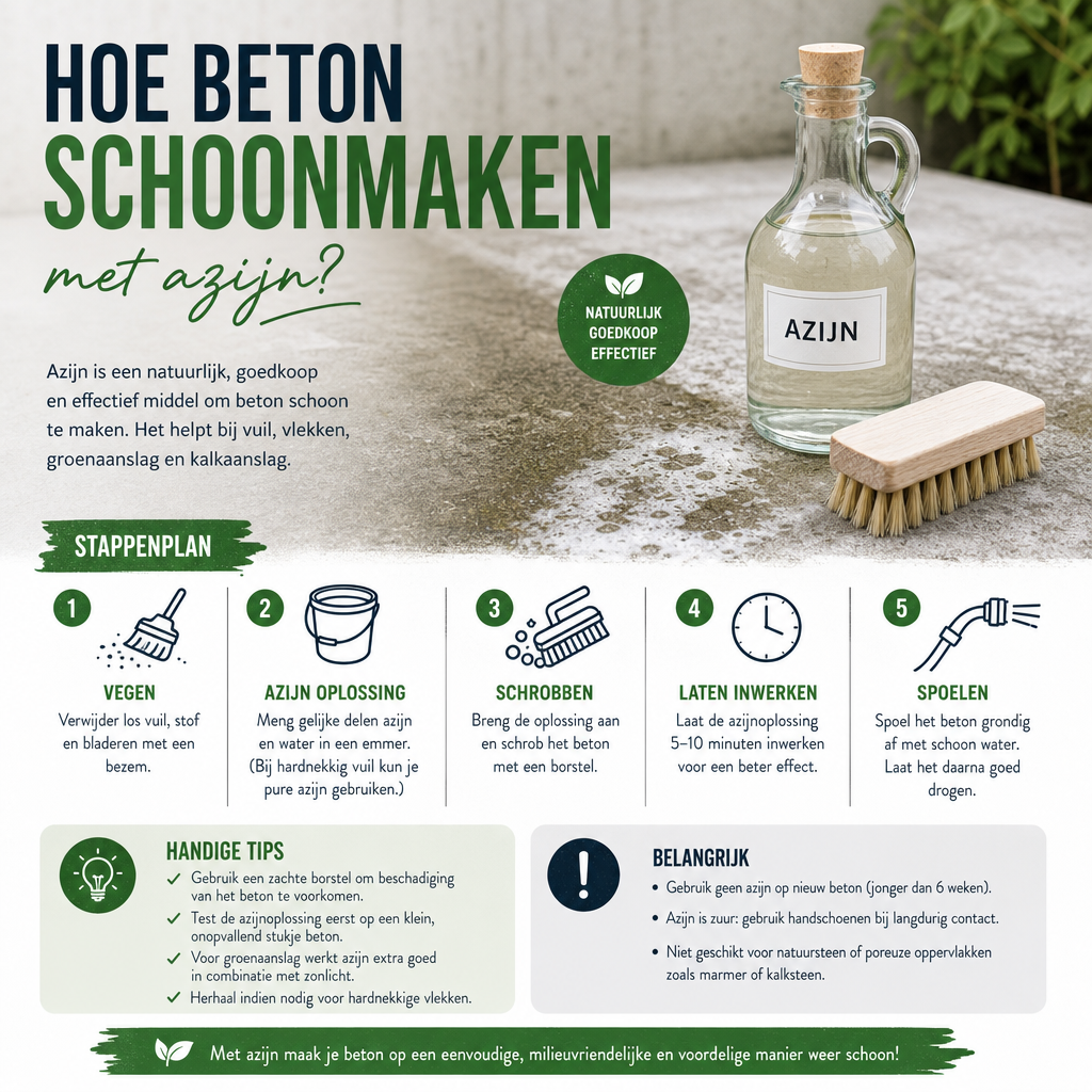 Hoe beton schoonmaken met azijn?